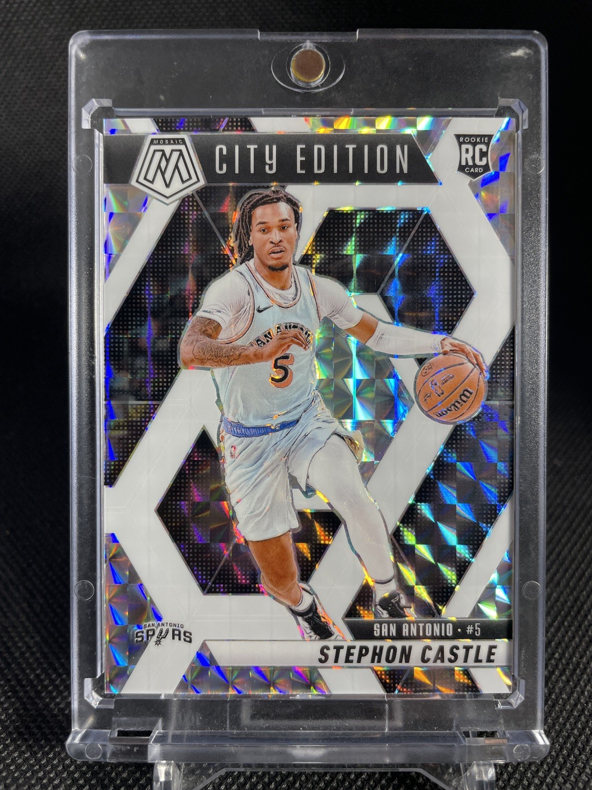 2024-25 Panini Mosaic Choice Stephon Castle Rookie White City Edition /35 Spurs