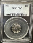 1955 Proof Roosevelt SILVER Dime PCGS PF67