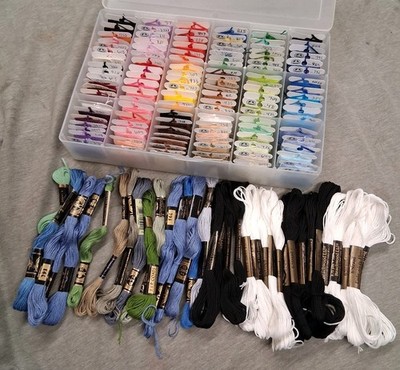 Huge Lot of Embroidery Thread 175+ skeins vintage  DMC Coats Case Included 