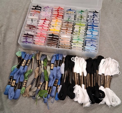 Huge Lot of Embroidery Thread 175+ skeins vintage  DMC Coats Case Included 