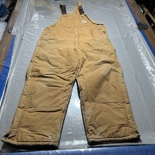 Carhartt R02 Quilt Lined Double Knee Duck Bib Overalls Made in USA Men's 42x28