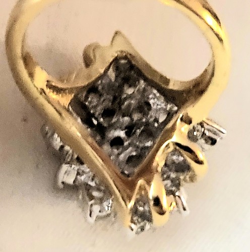 Vintage Beautifull Gold Tone Simulated Diamond Cluster Engagement Ring Size 5 - Picture 4 of 8