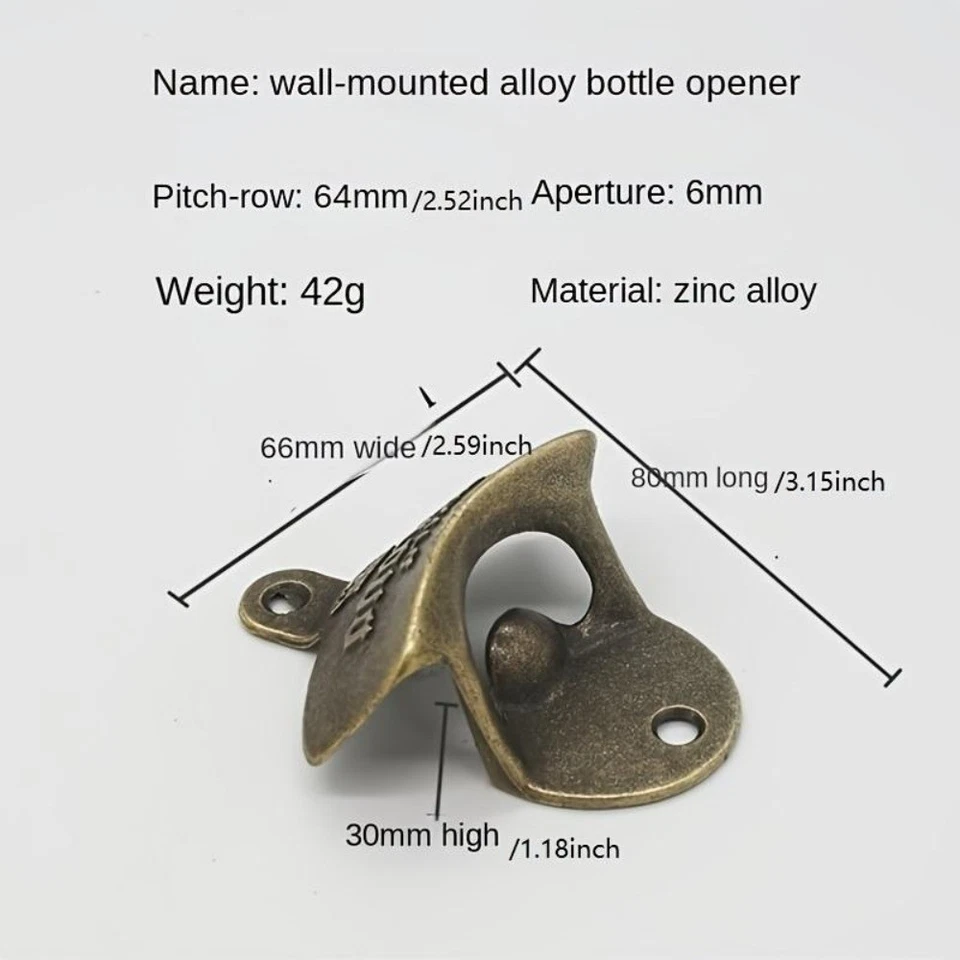 Vintage Wall Mounted Bottle Opener - Metal with Screw for Home & Bar. - Image 2 of 4