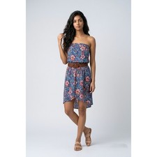 NEW Express Vine Floral Strapless Hi-Lo Wrap Dress Blue XS Women's