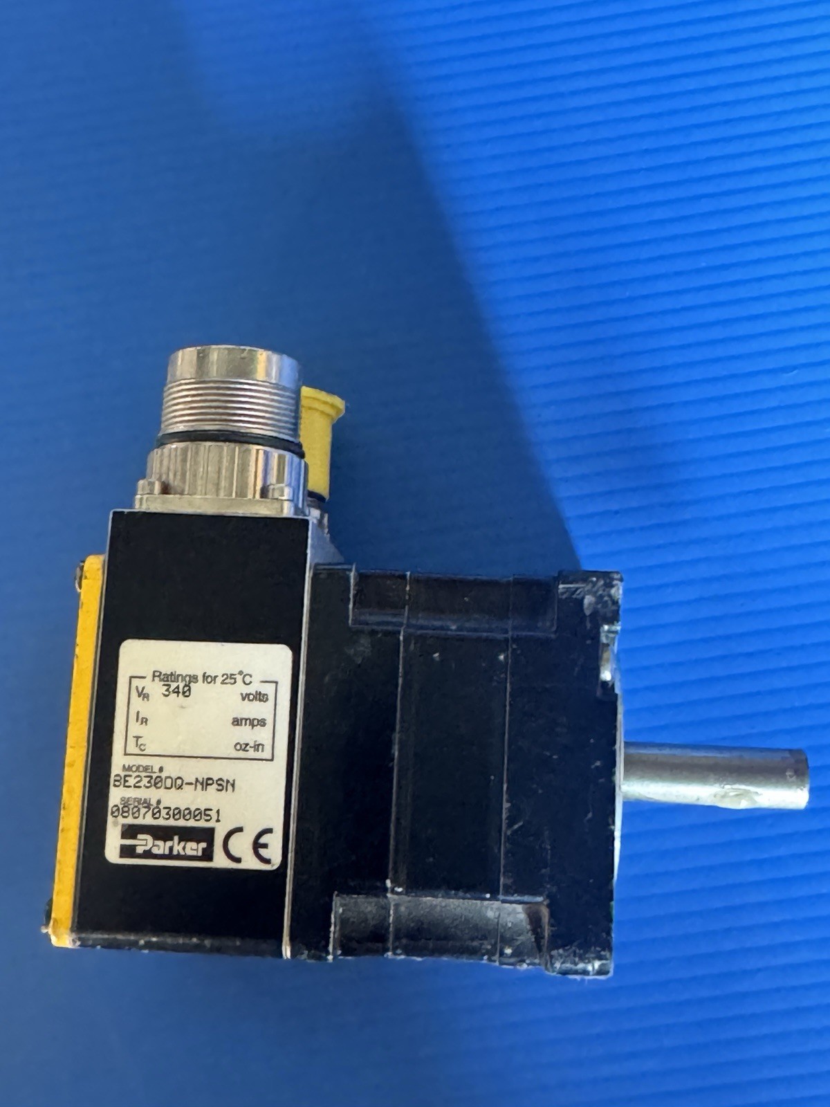Parker BE230DQ-NPSN Brushless Servo Motor,, Encoder, 340v Used and Tested.