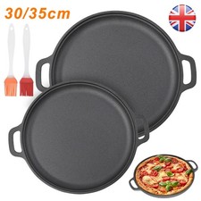 Non Stick Cast Iron Grill Pan Round Skillet Pizza Griddle Pan Plate 30cm 35cm