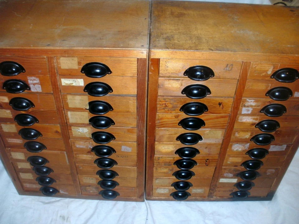 Antique, Apothecary Cabinet, Drawers Cupboard with 40 Drawers, Wood, Unrestored - Image 4 of 4