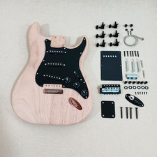 DIY 6 String ST Electric Guitar Kit Unfinished Mahogany Body BK Part Maple Neck