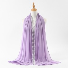 Chiffon Embroidery Long Shawl Hijab For Muslim Women Islam Wrap Headscarf Scarf