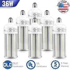 (6 Pack) LED Corn Bulb 6000K Cool White E26/E39 Standard Base 36Watt Parking Lot