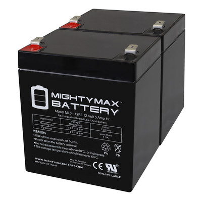 Mighty Max 12V 5Ah F2 SLA Replacement Battery for Enduring 6-DW-5 F2 - 2 Pack
