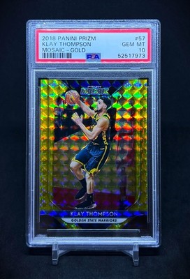 KLAY THOMPSON 2018 Panini Prizm #57 MOSAIC GOLD PRIZM /10 PSA 10 [GEM MT] POP 2
