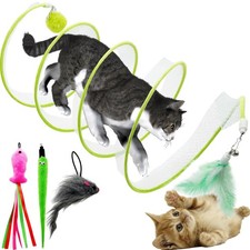 Self Play Cat Hunting Spiral Tunnel Toy, Folded Cat Spring Tunnel Toys for In...