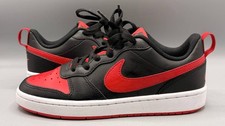 Nike Court Borough Low 2 GS Black Red White Youth US 5.5Y Leather Sneakers