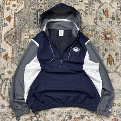 Champion UNR Nevada Wolf Pack Windbreaker Jacket Navy Gray Hooded Mens M