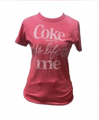 RARE Women s Coca-Cola  Adds Life to Me  Tee Vintage Y2K Junk Food Baby Tee Vibe