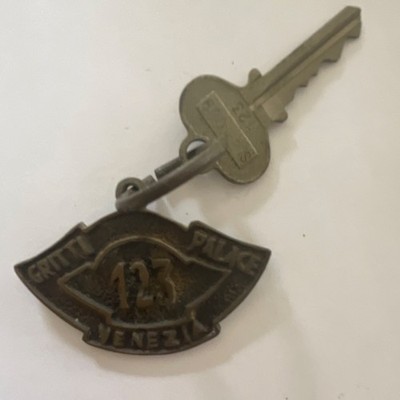 1960s Gritti Palace Venezia Original Bronze Hotel Room Key and Medalion