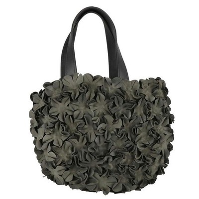 COMME des GARONS Black Rubber Flower Motif Frill Handbag Used