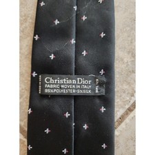 Christian Dior Mens Black Woven Silk Blend Logo Necktie Made in USA Italy Fabric