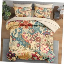 Comforter Set Size, Vintage Colorful Flower 5 Pcs Bedding Twin Vintage Flower