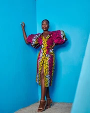 Sika Designs Amaria Coat Women's 6 Multi Abstract Colorful Pink Yellow