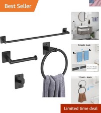 Matte Black Bathroom Accessories Set 4 Pieces Towel Bar Towel Racks Hooks