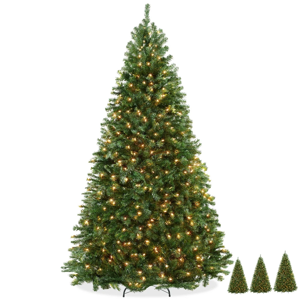 Pre-Lit Realistic Green Spruce Artificial Holiday Christmas Tree and Stand