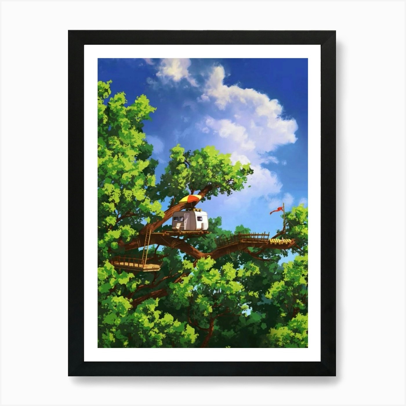 Framed Tree House Art Print Canvas Wall Decor Picture Poster  