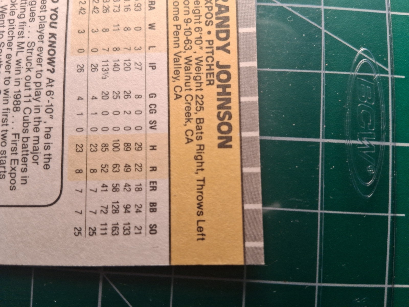 1989 FLEER Randy Johnson Rookie  Baseball Card #381 Autograph view 9