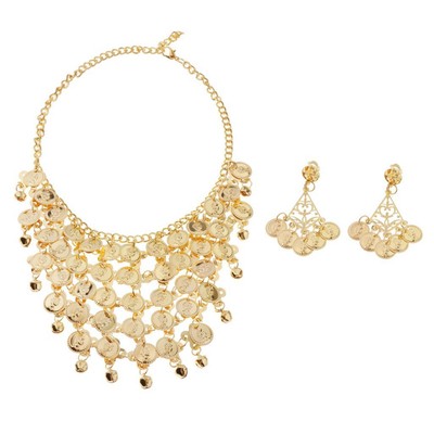 Bauchtanz Schmuckset Münzen Kette Ringe für Damen