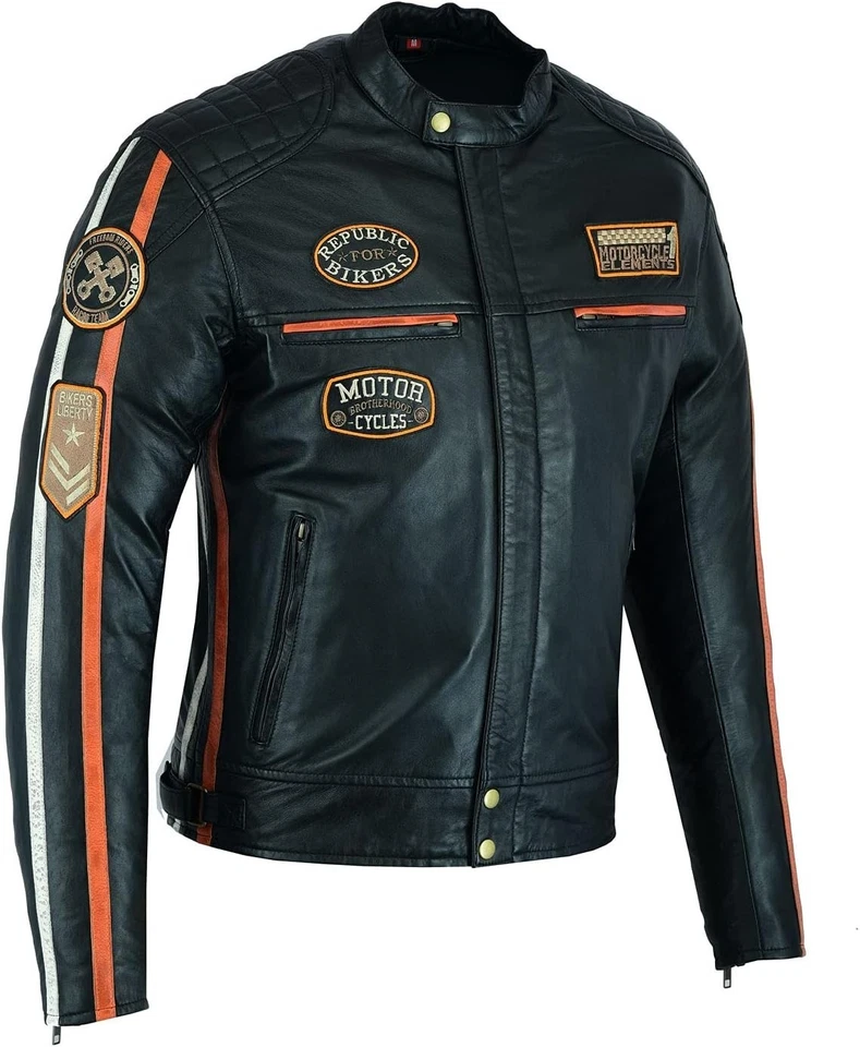 Moto Chaqueta Cuero Moto Hombre Chaqueta Motera Motocicleta chaqueta Gira Urban - Imagen 3 de 4