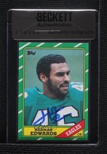 BAS 1986 Topps Herman Edwards #277 Seal of Authenticity Auto 3c7