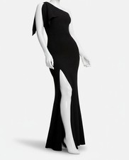 Dress The Population Womens Black Georgina Asymmetric Gown Dress Size M