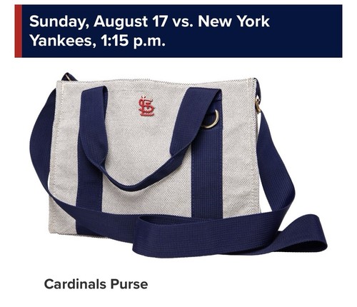 St. Louis Cardinals Purse Navy ~ Gold Chain Red Interior w/ Logo