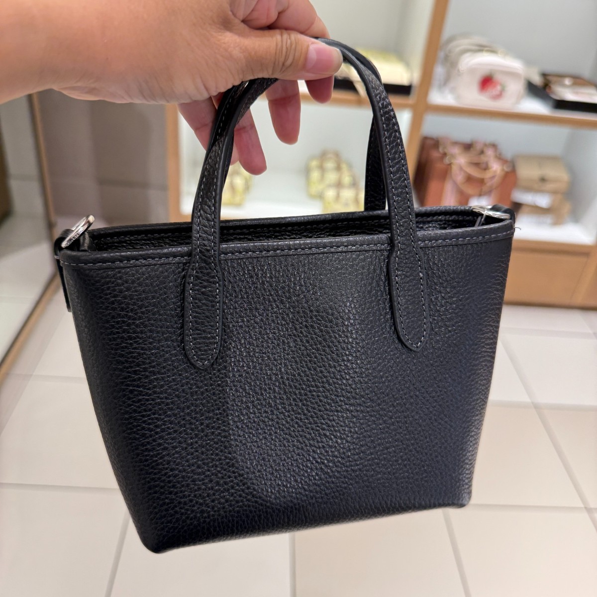 Coach Mini City Bag Black レザー 7105 COACH City Mini Tote Bag Leather CW031 Silver /Black | eBay