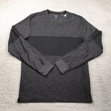 Abercrombie & Fitch Shirt Mens M Heather Black Striped Cotton Crew NEW NWT
