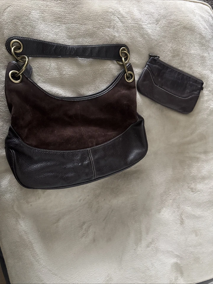 Wilsons Leather Maxima Dark Brown Suede Leather Wallet Purse Boho Retro Foldable - Image 2 of 4