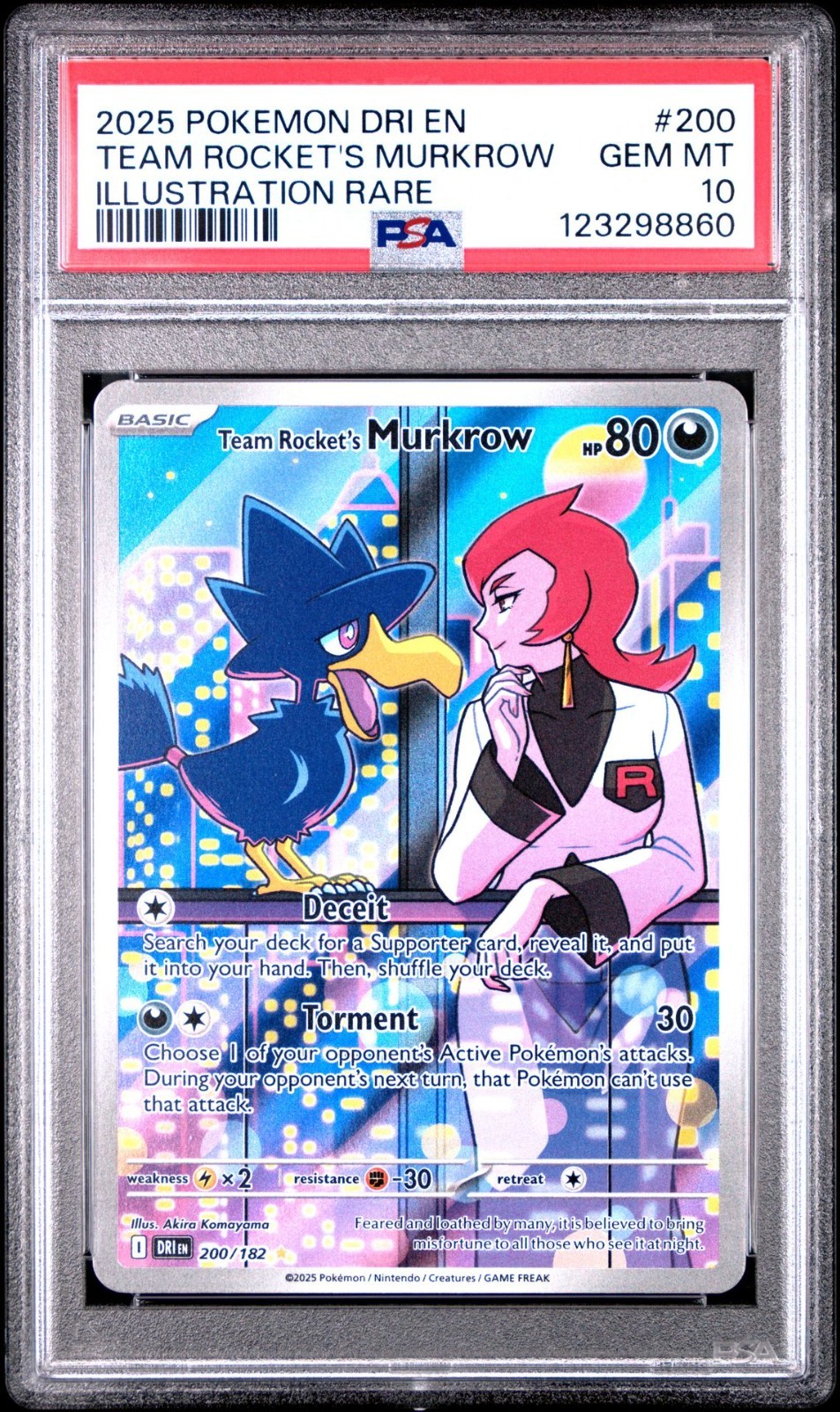 Team Rocket's Murkrow 200/182 Sv10: Destined Rivals Pokemon Holo PSA 10