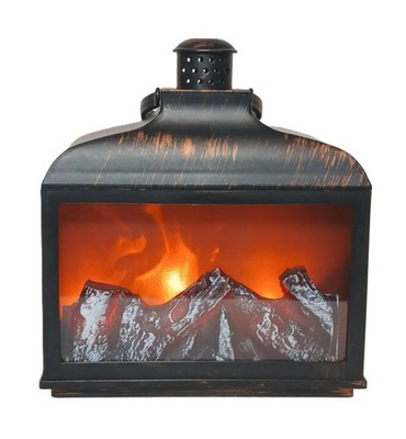 Cozy Fireplace Lantern Flameless Portable LED Battery Operated Flickering Light