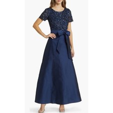 PISARRO NIGHTS Beaded Bodice Mixed Media Gown NWT IN STORES 268 SZ 8