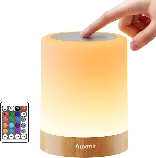 Auxmir Lámparas de Mesita de Noche, 1800mAh Recargable Lámpara LED de Mesa con U