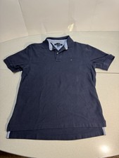 Tommy Hilfiger Shirt Short Sleeve Polo - Mini Flag Logo - Mens Large - Dark Blue