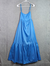 Faithfull The Brand Women Blue Maxi Dress Sz S US 4 Spaghetti Strap Tiered