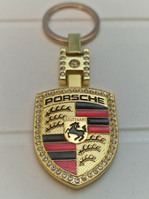Porsche Crest Metal Keyring Keychain Car Cayman Macan Taycan 911 4 x 3cm Gold