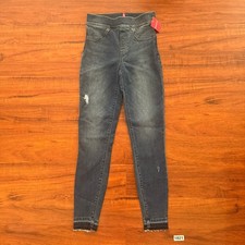 NEW Spanx Distressed Pull On Skinny Jeans Legging Medium Wash Size XS 128