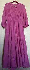 Lou & Grey for LOFT Tiered Maxi Dress Pink  M 💯% Cotton 3/4 sleeve