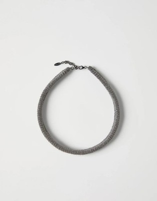BRUNELLO CUCINELLI WOMEN'S SILVER-TONE WOVEN CHOKER NECKLACE MSRP $1900