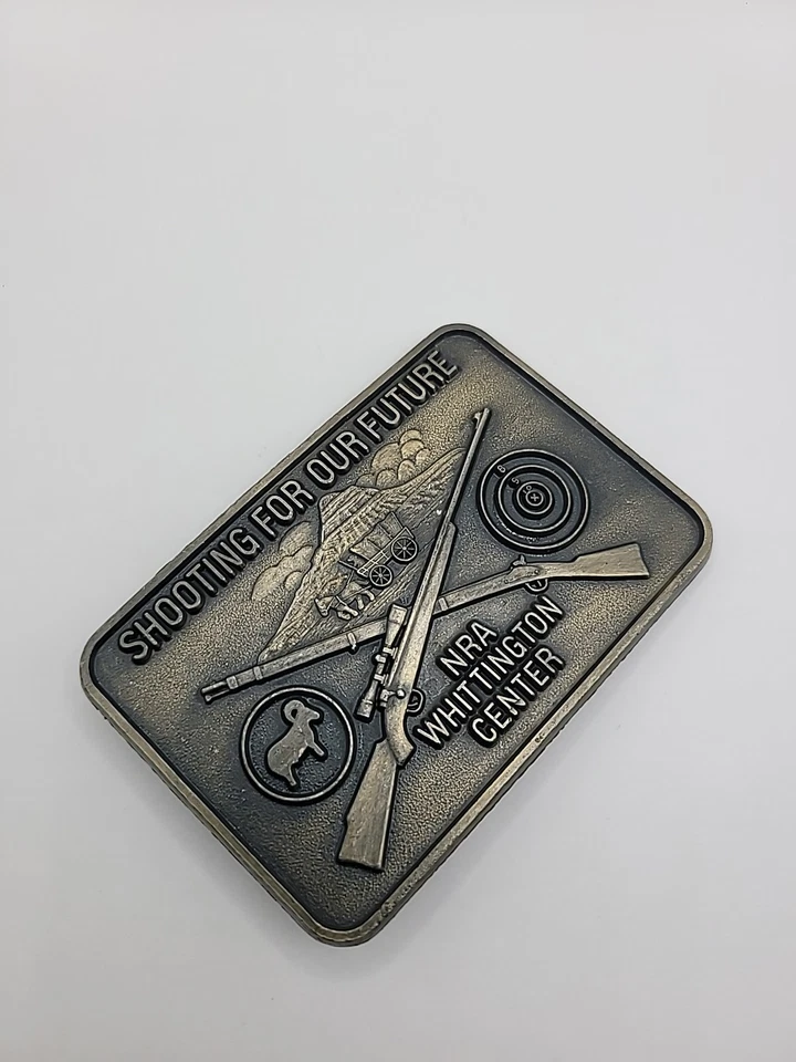 Vintage NRA Whittington Center Belt Buckle Shooting For Our Future Pewter - Image 4 of 4