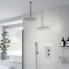 Thermostatic Concealed Round Shower Ceiling Mounted Pencil Handset Shower Head