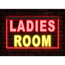 Dual Color Two Tone illuminated Neon Sign Ladies Room Toilet Restroom Home Decor